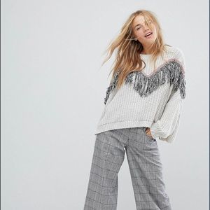 Pull&Bear Fringe Detail Chevron Sweater